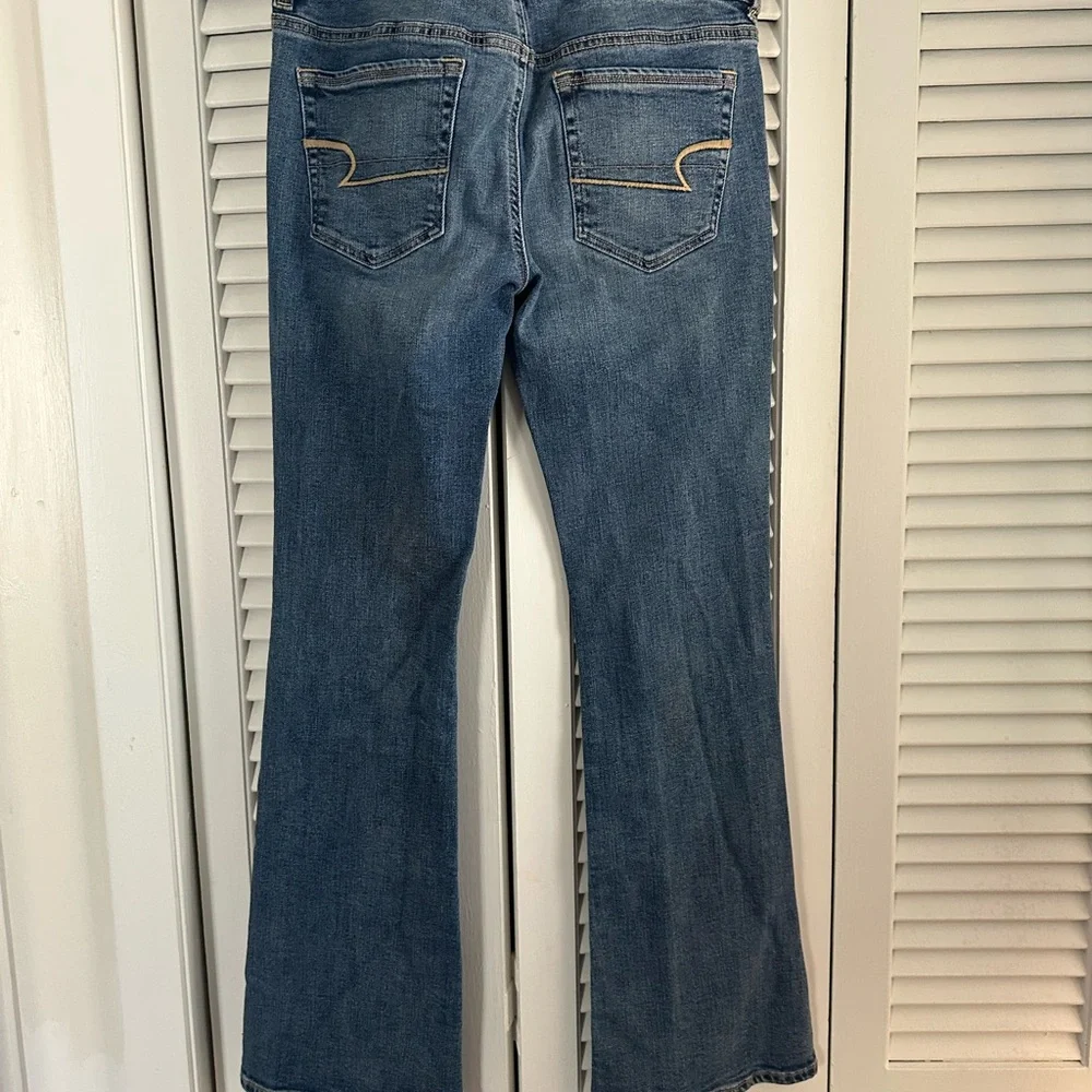 American Eagle Outfitters Women's Dark Blue Flare Jeans - Picture 6 of 12